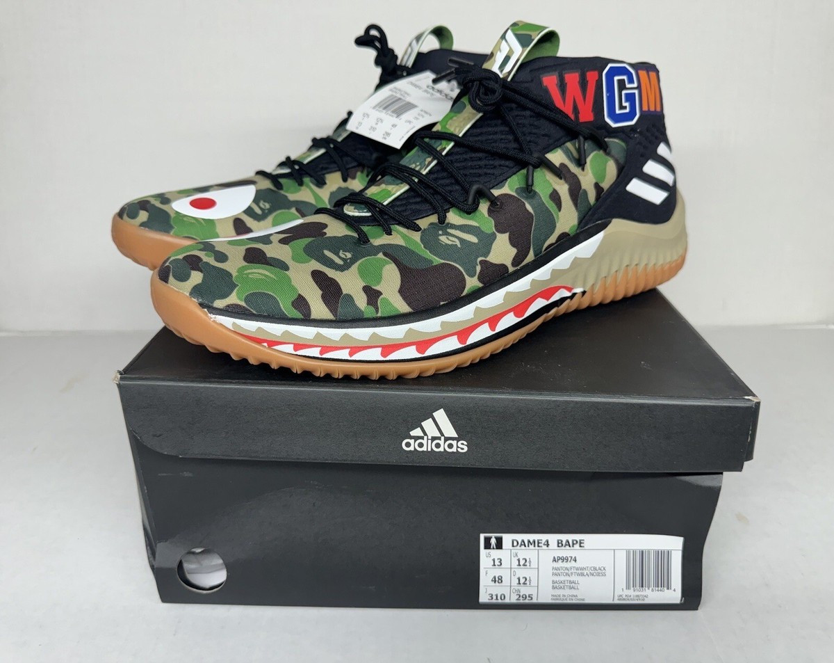 Adidas Dame 4 Bape ' A Bathing Ape Green Camo ' - Size 13 Adidas Dame 4 Bape ' A Bathing Ape Green Camo ' - Size 13