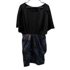 Ark & Co Black Batwing Sleeve Tie Dye Floral Overlay Dress Sz L NEW