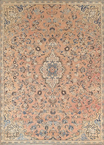 Vintage Muted Floral Tebriz Living Room Area Rug 7x10 Traditional Handmade Rug