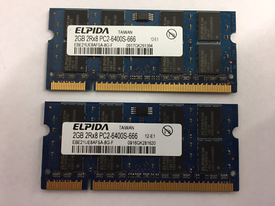 Elpida EBE21UE8AFSA-8G-F 4GB (2x2GB) 2Rx8 PC2-6400S SO-Dimm Laptop Memory RAM