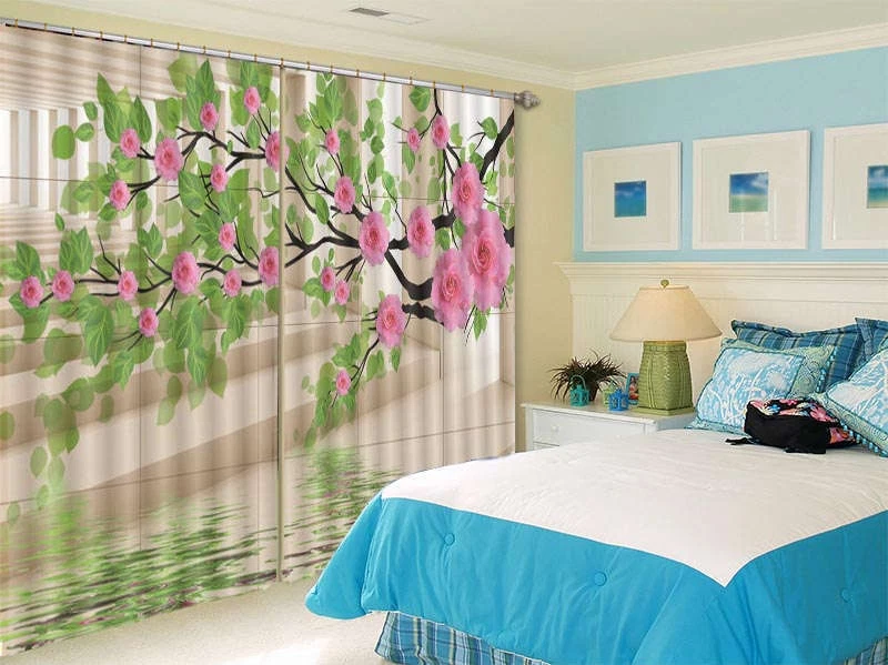 Romantic Rose Tree 3D Curtain Blockout Photo Print Curtains Drape Fabric Window - Image 4 of 4