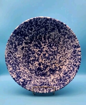 Vintage Roma Blue Sponge Deep Pasta Salad Serving Bowl  Made In Italy 12 Inches