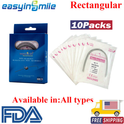 10XDental Niti Arch Wire Rectangular for  Orthodontic Braces Bracket Upper/Lower