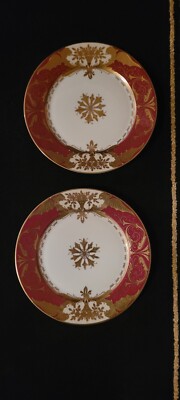 Handbemalte Teller - 2 Stück von JK mit Bavaria Krone gold-rot  D 20cm ''Neu''