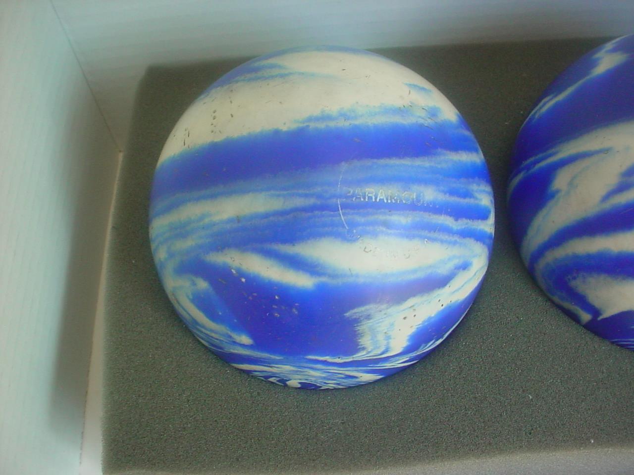 (3) Vintage blue swirl rubber duckpin bowling balls EPCO Paramount 3lbs