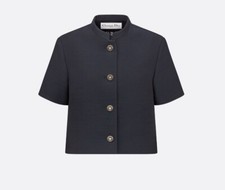 $3800+ New Christian Dior Short-sleeve Crop Bar Jacket Blue Star Logo 36 4 38 6