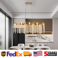 39'' Modern K9 Crystal Chandelier Gold Luxury Rain Pendant Light Ceiling Fixture