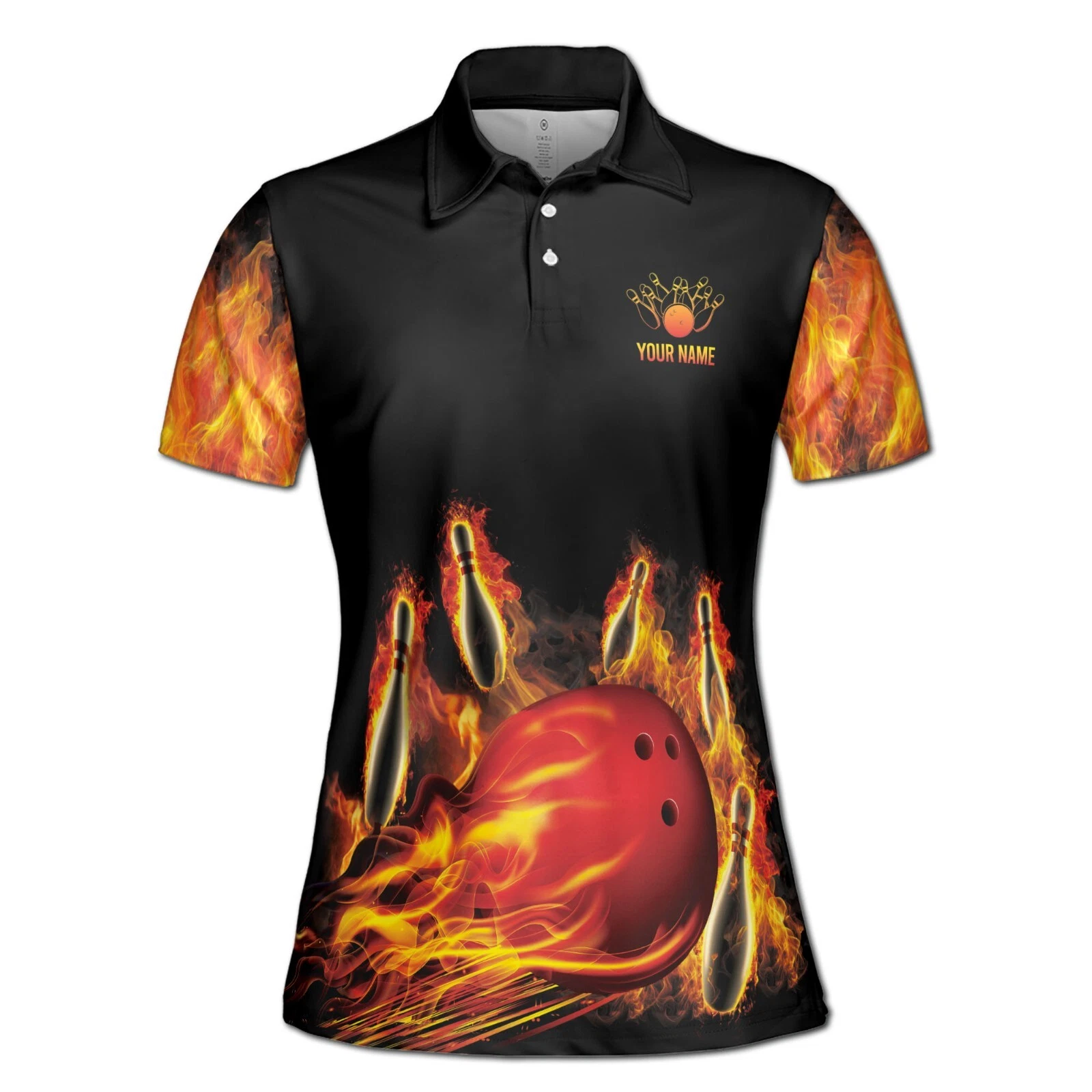 Women's Personalized Bowling on Fire Texas Polo Shirt
