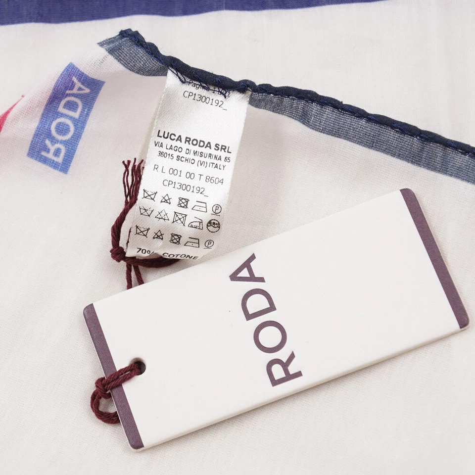 NWT RODA Lightweight Cotton-Silk Pocket Square with Contrasting Quadrant Border - Image 4 of 4