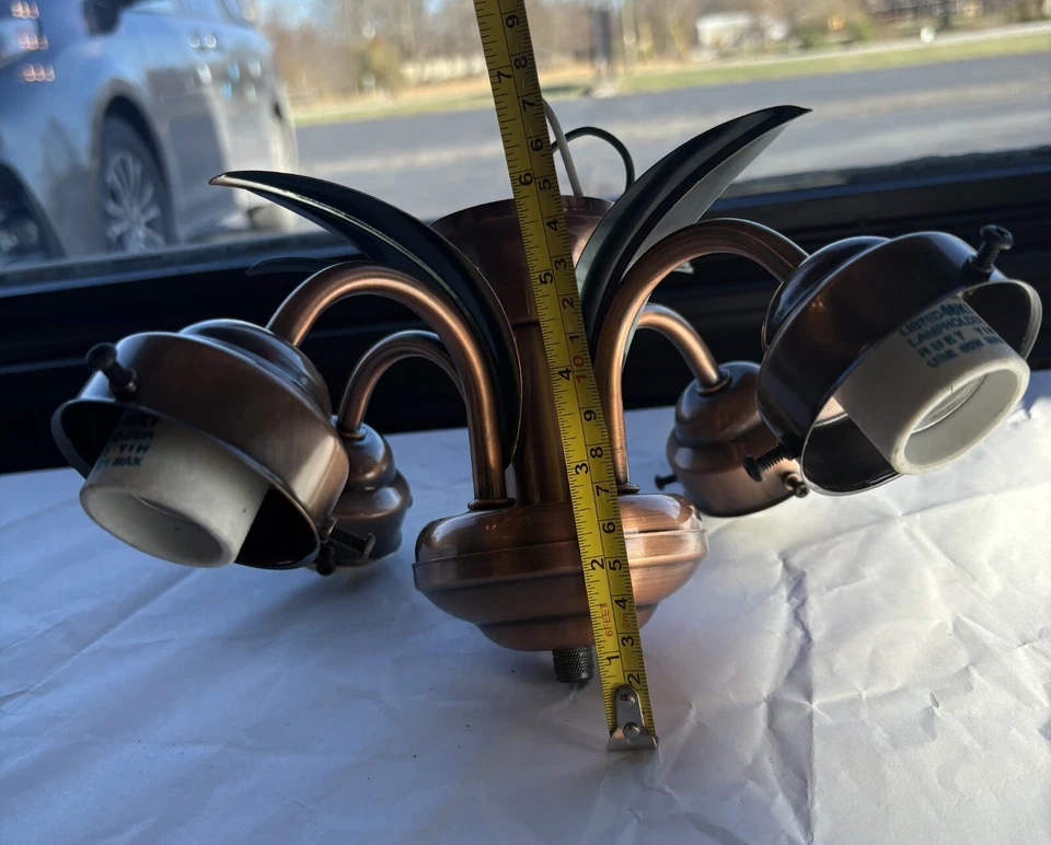 FANIMATION FOUR LIGHT CEILING FAN FITTER ANTIQUE COPPER WITH DECORATIVE LEAVES - Image 2 of 4