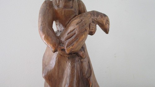 Vintage Alt Weisskopf GIRL GOOSE Wood Carved Figure Sculpture 13" READ - Picture 3 of 9