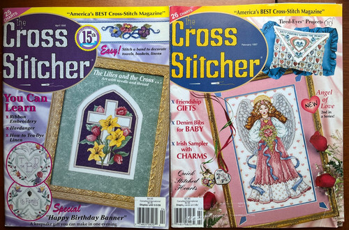 Lot of 2 The Cross Stitcher Magazines April 1998 & February 1997 Many Charts