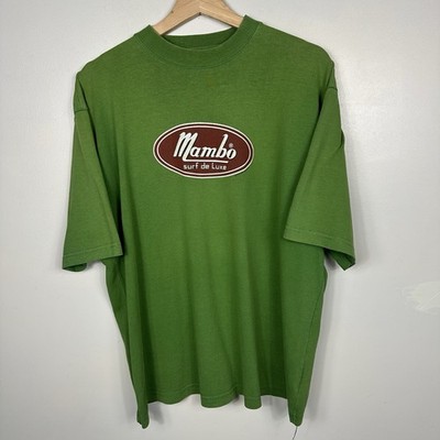 Vintage Mambo T-Shirt, Brustlogo, grün, 90s Surfwear, Größe Herren Medium