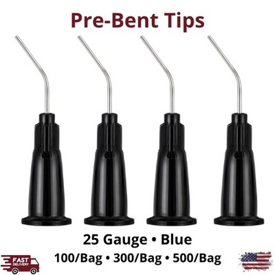 100/300/500/Pk Black 27 Gauge Pre-Bent Luer Lock Dispensing Tips Applicators