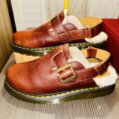 Dr Martens Jorge II Ambassador Leather Fur Lined M 11 W 12 Mules