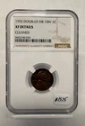 1955 LINCOLN PENNY DOUBLE DIE OBVERSE 1C NGC EXTRA FINE XF