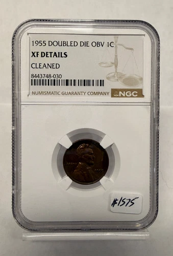 1955 LINCOLN PENNY DOUBLE DIE OBVERSE 1C NGC EXTRA FINE XF