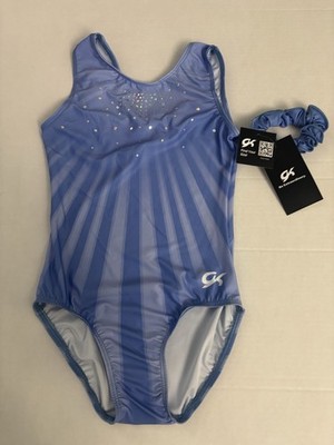 New! Girls  GK Gymnastics Leotard With scrunchie Blue Size CS / CL