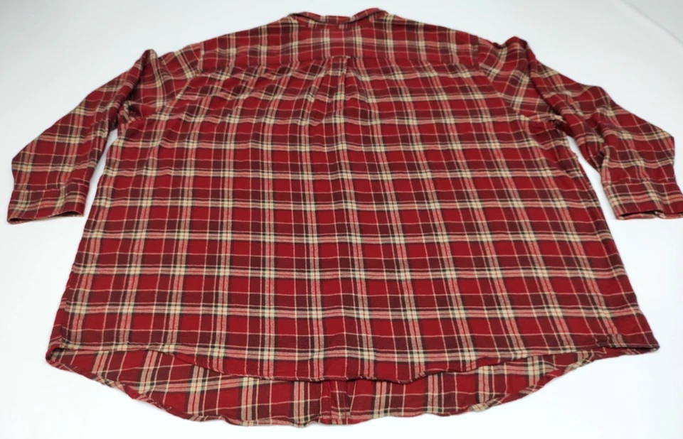 Harbor Bay Para hombres 5XL~Camisa de Franela Manga Larga Roja Marrón Tostada Botones A Cuadros Foto 2 de 4
