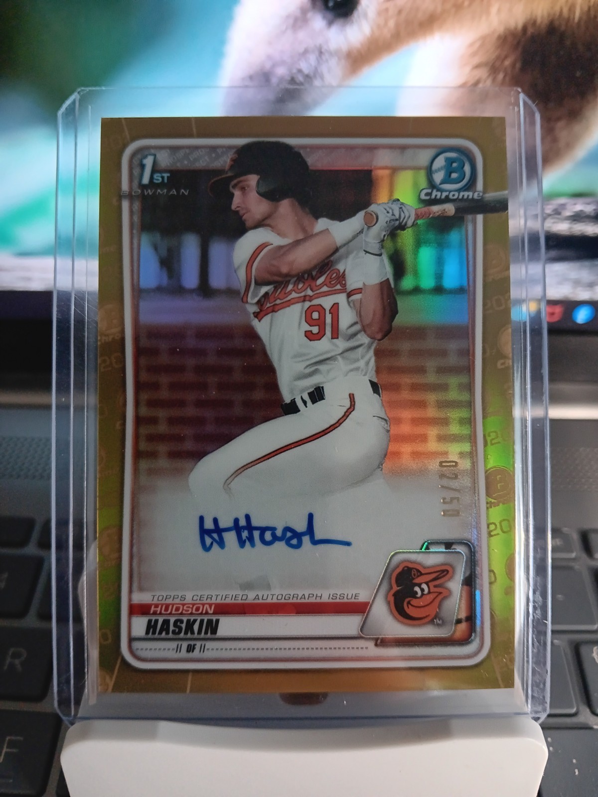 2020 Bowman Chrome Draft Hudson Haskin Gold 1st Bowman Auto 2/50