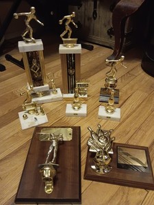 Vintage Bowling & Golf Trophies lot of 8 Marble Wood  Plastic 80’s/90's