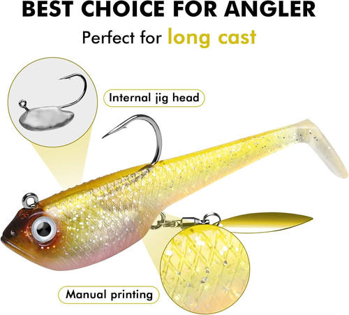 Easy Catch Pre-Rigged Soft Lures, Unique Vibrating Swim Action and Trembly Sinki - Picture 2 of 35