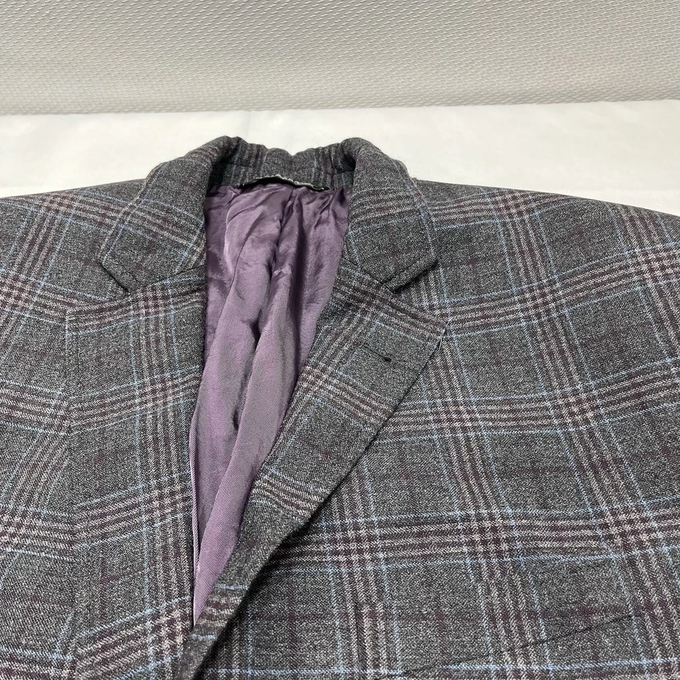 Jack Victor Men's 100% Wool 2-Button Blazer Muir SPJ Gray Purple Plaid • 40 R - Image 4 of 4