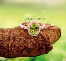 Natural Peridot Ring, 925 Sterling Silver, August Birthstone,925 Sterling Silver