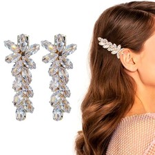 2 pairs of handmade shiny crystal alloy hair clips, zircon duckbill clips,