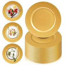 6 PCS 13 Inch Charger Plates Bulk Gold For Dinner Plate Table Setting Wedding
