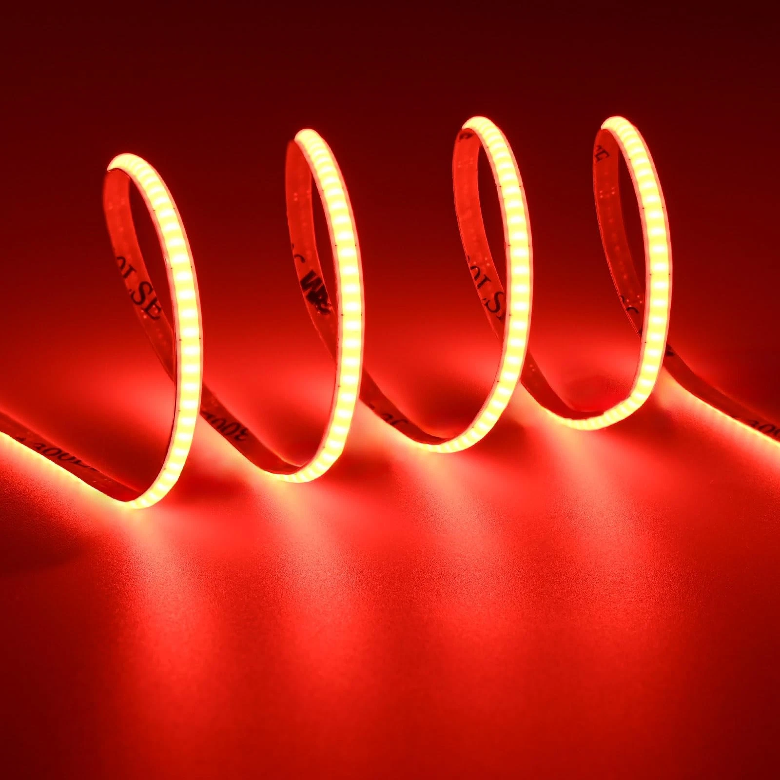 4mm Ultra Thin COB LED Strip Red 620-625nm 16.4ft, DC 12V Dotless High Densit...