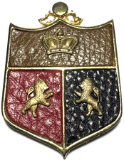 Vintage Brooch Pin SIGNED KRAMER Heraldic Coat Of Arms Imperial Crown Lions 4