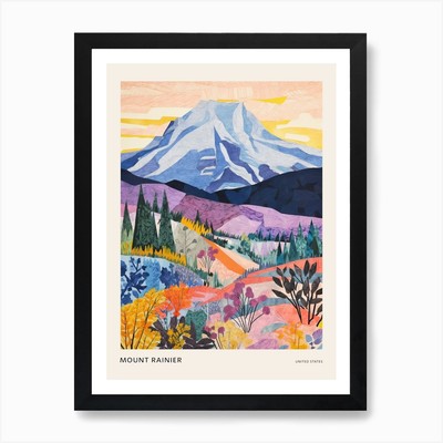 Mount Rainier USA 4 Farben gerahmtes Wandbild Poster Leinwanddruck Bild