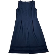 Tommy Hilfiger Womens Navy Blue Sleeveless Fit and Flare Dress Size 8 Mesh Hem