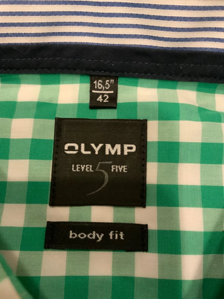 Olymp Chemise Homme Verte Carreaux Manches Longues Business (EU 42, INT XL) - Photo 3/4