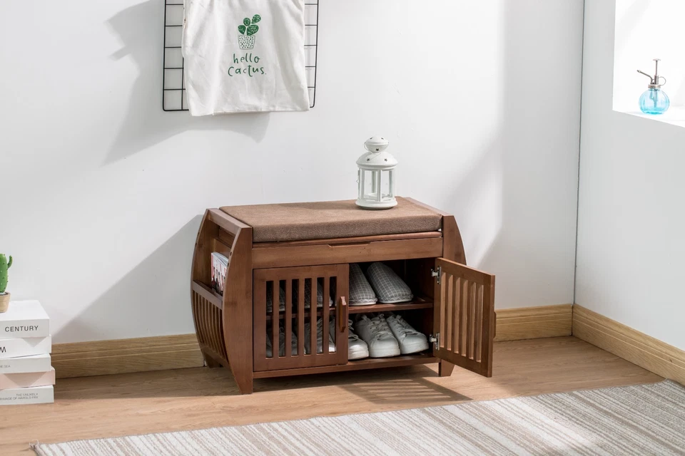 Storage Bench Cabinet Shoe Rack Entryway Multi-Functional with Cution Farmhouse - Image 2 of 4