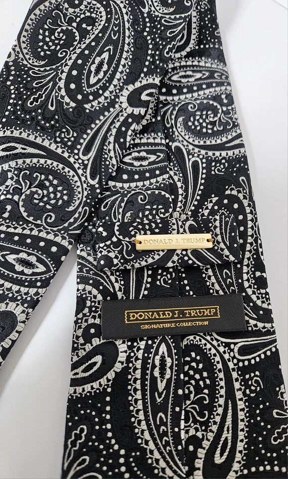 Corbata Donald Trump Signature Presidential Seal Collection 100 % seda barra dorada negra Foto 3 de 4