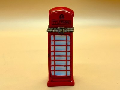 Vintage Dubarry Limoges Porzellan rot Telefonzelle aufklappbar Schmuckschatulle. Verpackt.