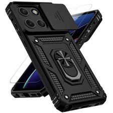 Motorola Moto G Stylus 2025 Case Slide Camera Cover HD Screen Protector Black