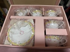 Sanrio Hello Kitty Tulip Vintage Glass Tea Pot and Tea Cups set NEW