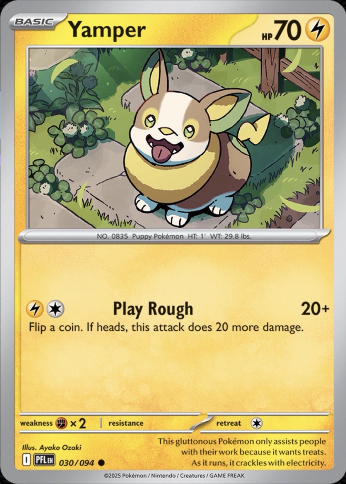 Yamper 030/094 Pokémon ME02: Phantasmal Flames Common Regular 2025 NM
