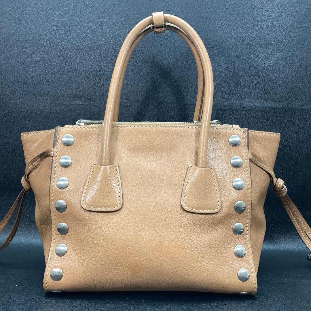 PRADA Studded Camel Leather 2 Way Bag B2625R thumbnail 3