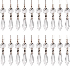 20 Pcs Clear Crystal Chandelier Icicle Prisms Replacement Parts for Lamp Decore