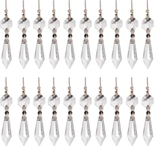 20 Pcs Clear Crystal Chandelier Icicle Prisms Replacement Parts for Lamp Decore