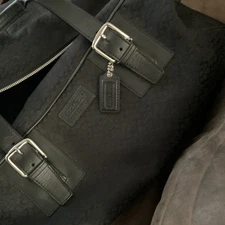 100% Authentic Coach Large Black Heritage Weekender Duffle Travel Bag