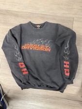 Vintage Harley Davidson Mens M Sweater Flame Sleeves 1994 90s Black Pullover