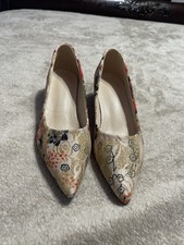 Gold Glitter Floral Pointed Toe Ballet Flats Slip On Dress Shoes