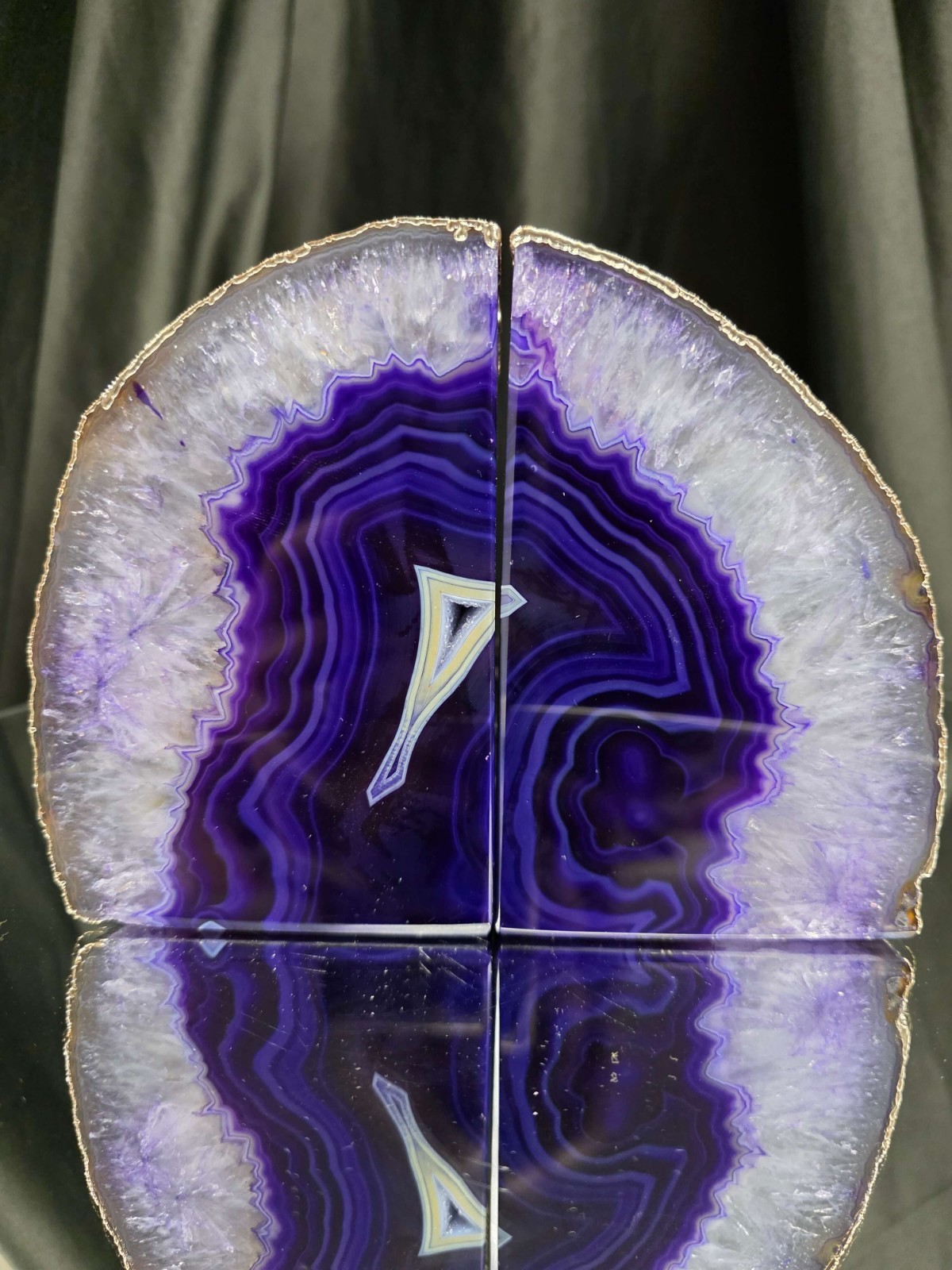 Purple Agate Silver Edge Quartz Premium Bookends 3 Ornament Handpicked
