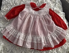 Vintage Bryan Girl's Dress Red Pinafore long sleeve Hearts Size 24 Months