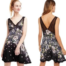 Free People Intimately Longwood Printed Slip Dress Size XS Black Floral